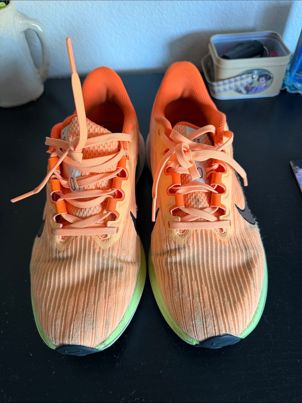 Nike Kids Orange and Lime Green Athletic Sneakers